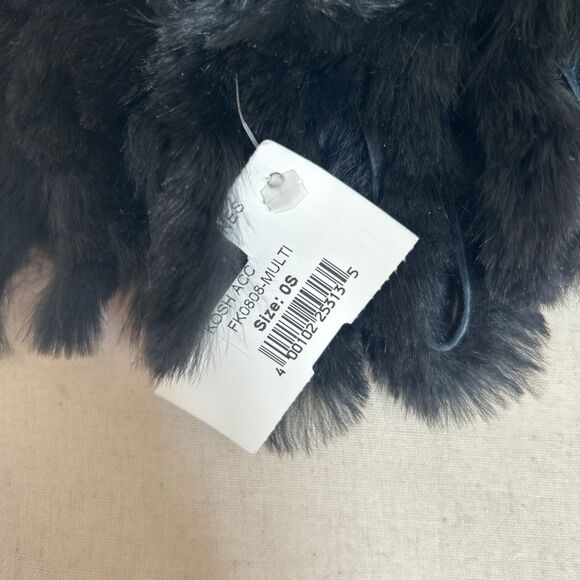 Diana Rosh Scarf NWT Black Natural Dyed Genuine Rabbit Fur Looped Neck Wrap 31" - Picture 7 of 7